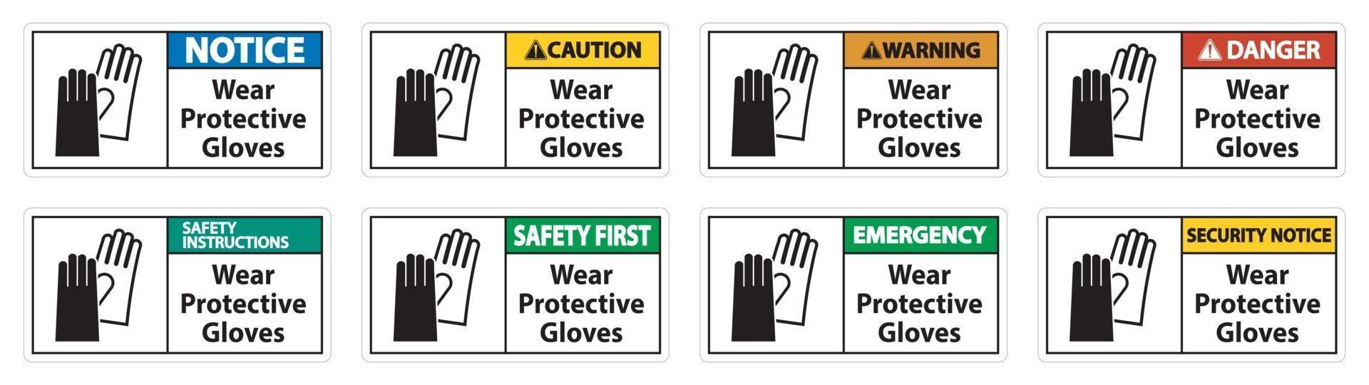 Wear protective gloves sign on white background vector