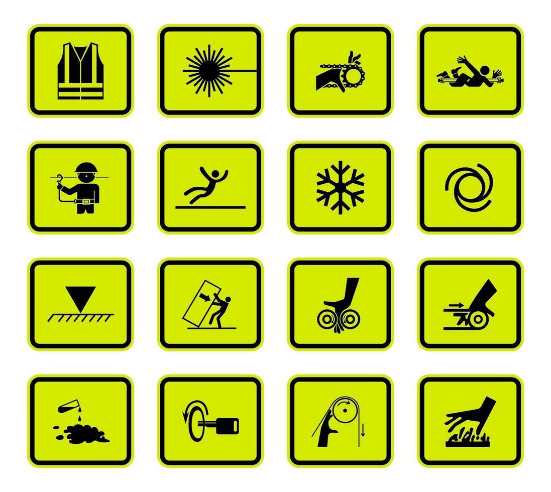 Warning Hazard Symbols labels Sign Isolated on White Background,Vector Illustration vector