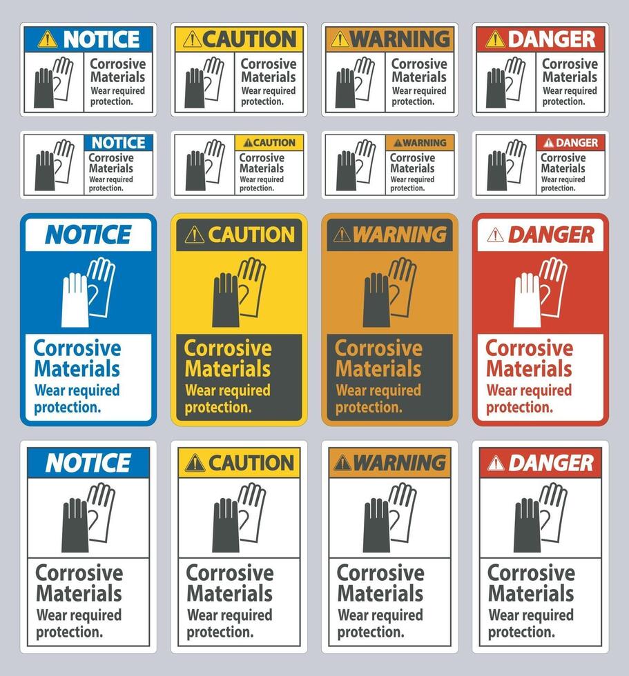 Corrosive Materials, Wear Required Protection vector