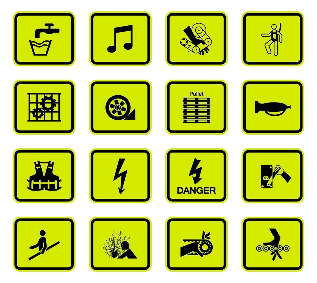 Warning Hazard Symbols labels Sign Isolated on White Background,Vector Illustration vector