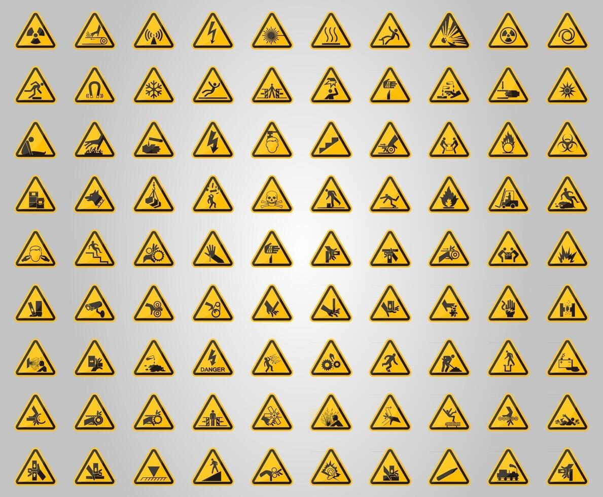 Warning Hazard Symbols labels Sign Isolate on White Background,Vector Illustration vector