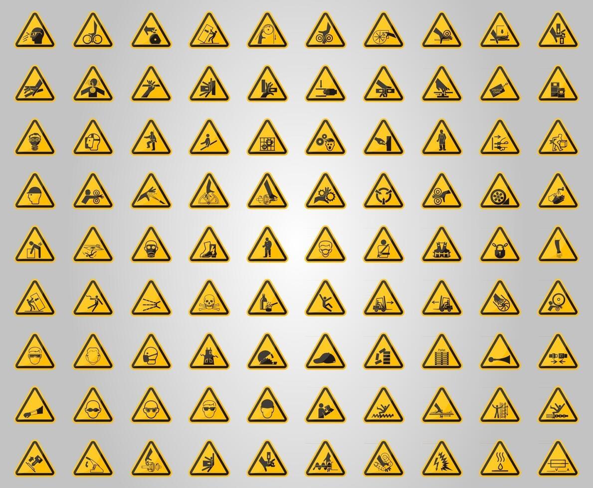 Warning Hazard Symbols labels Sign Isolate on White Background,Vector Illustration vector