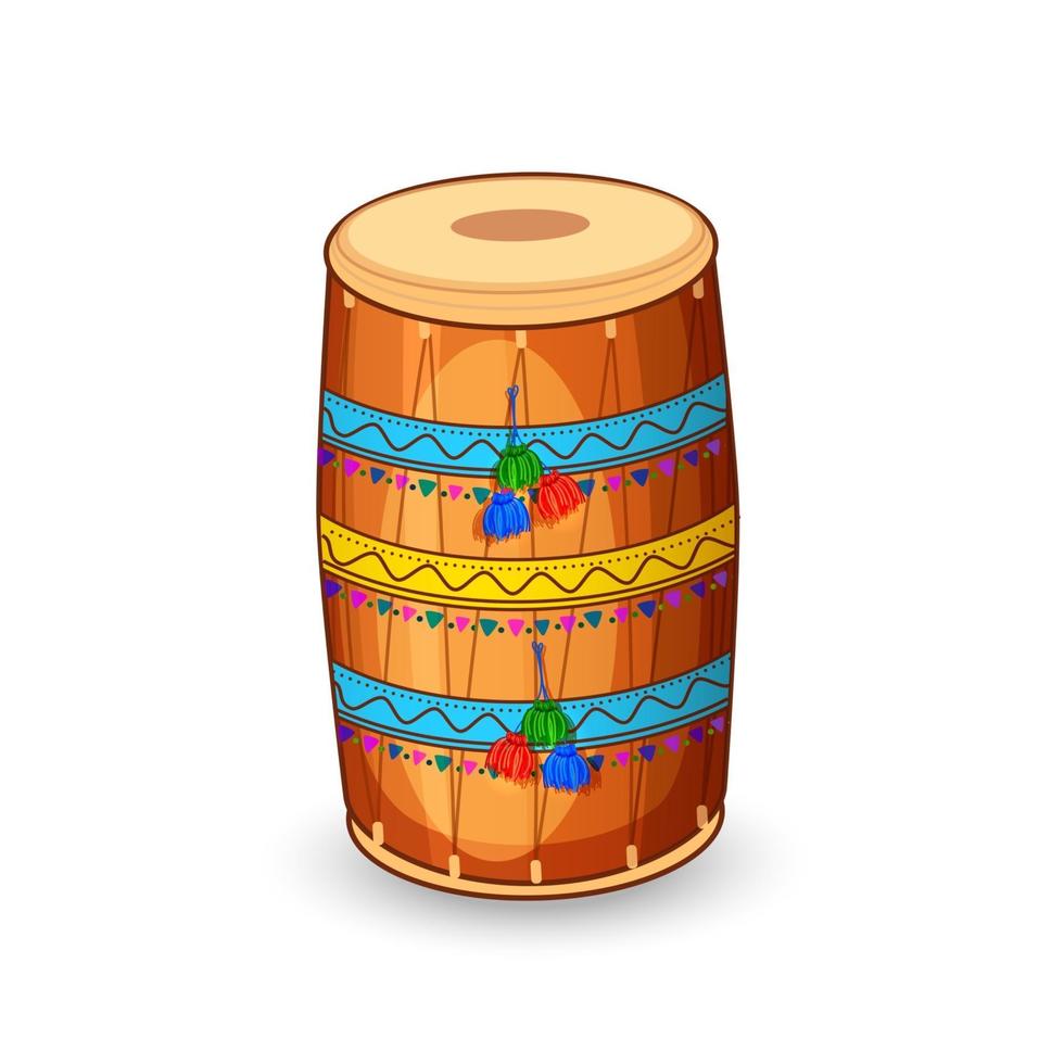 illustration of decorated dhol means drum used for Lohri, Vaishakhi and other traditional festival of India vector