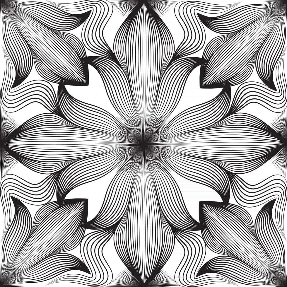 patrón abstracto sin fisuras. adorno de línea árabe con formas geométricas. Patrón de mosaico oriental floral con adornos de línea asiática en blanco y negro. remolino geométrico doodle textura vector