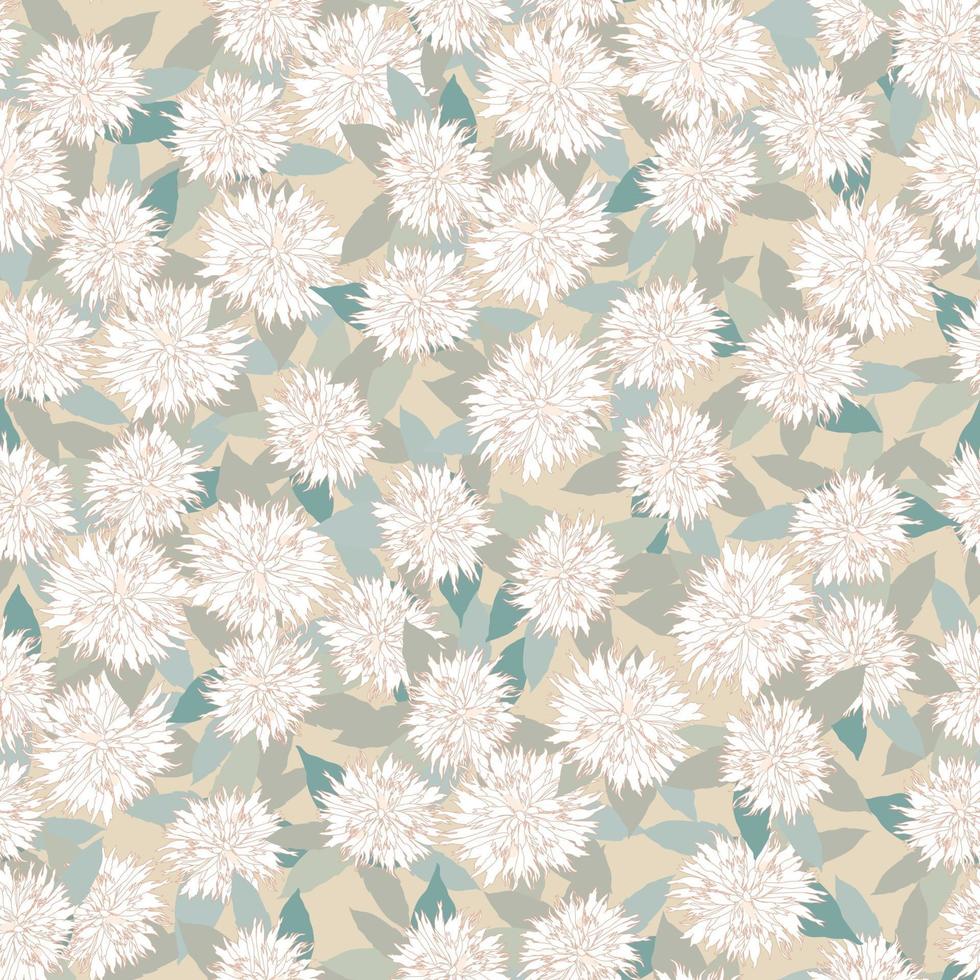 Floral seamless pattern. Flower chrysanthemum ornamental eastern texture. Wihte flower garden background. vector