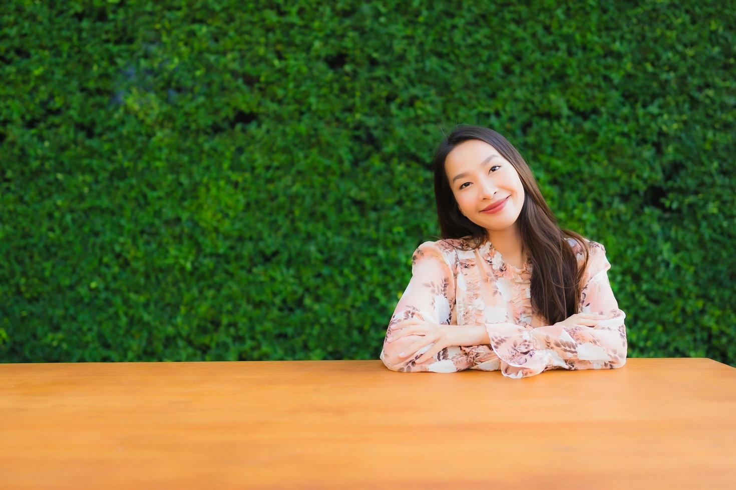 Portrait beautiful young asian women happy smile around outdoor photo