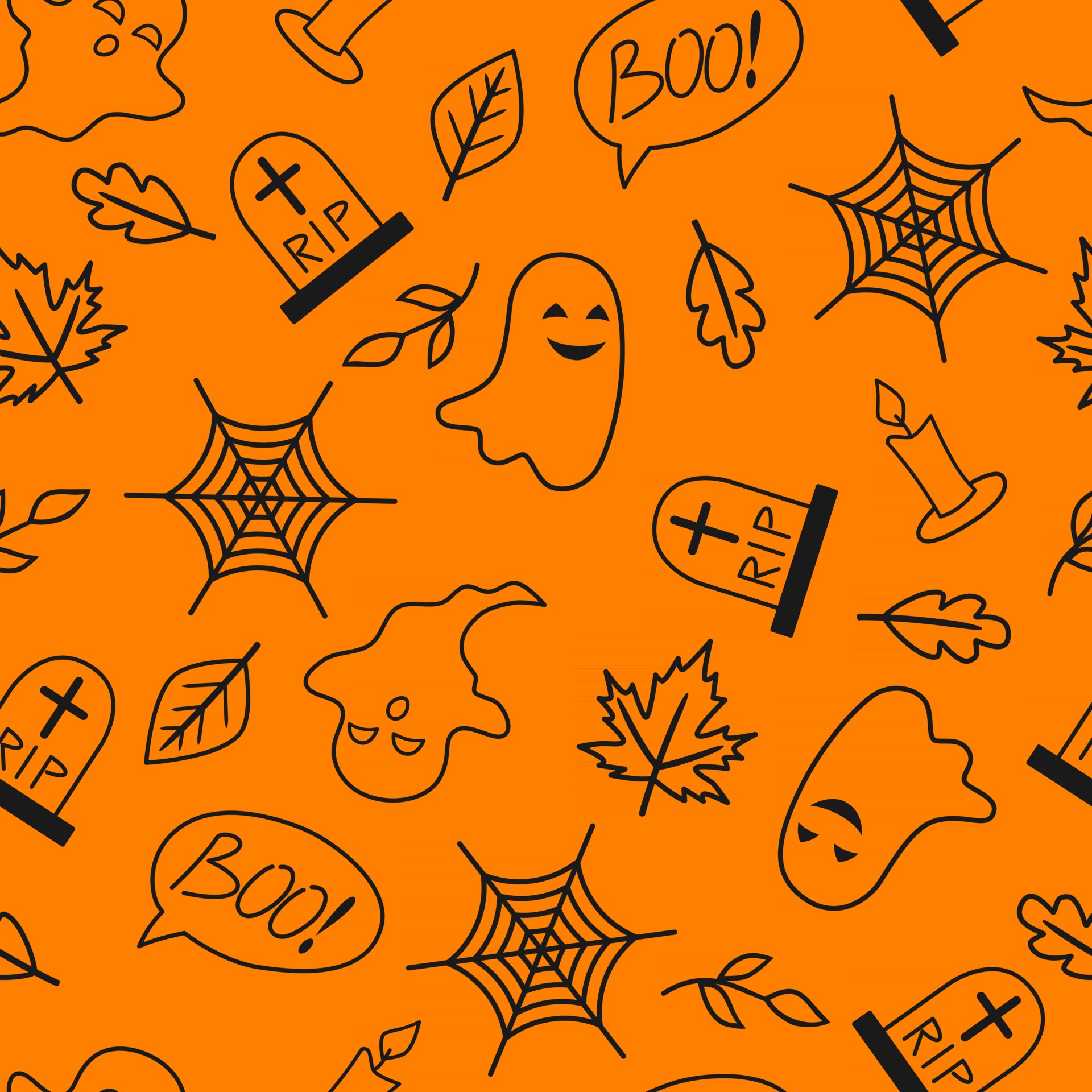 Seamless pattern with halloween elements. Halloween background