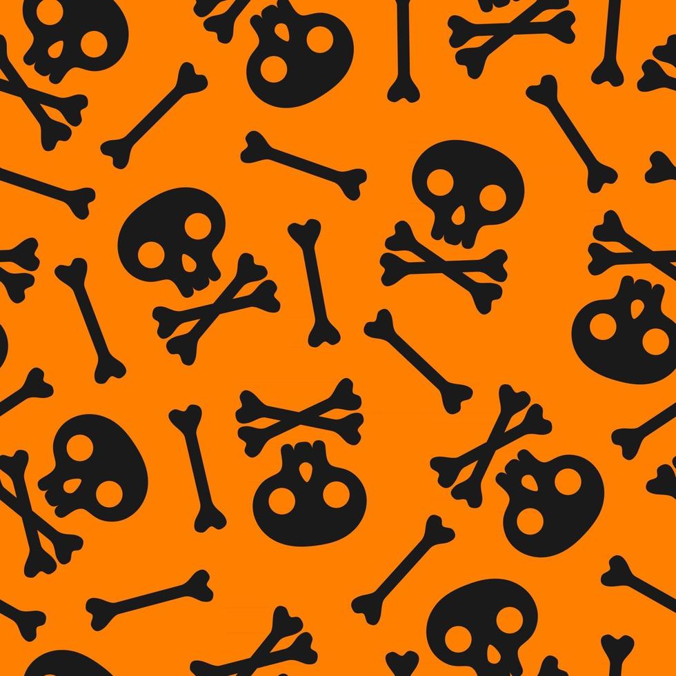 Seamless pattern with skull and bones. Halloween holiday concept. Illustration for background, textile, print, card, invitation, wallpaper, fabric. vector