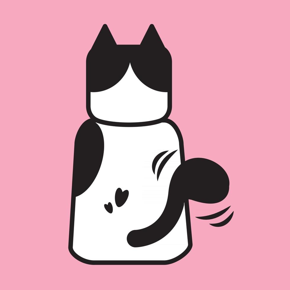 Ilustración de vector de vista trasera de gato tuxdo