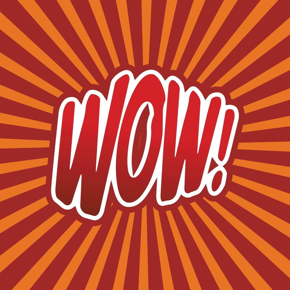 WOW comic style phrase with red sunburst background vector