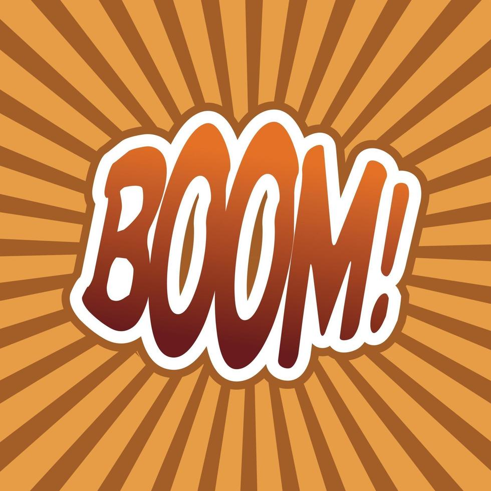 BOOM comic style phrase with yellow sunburst background vector