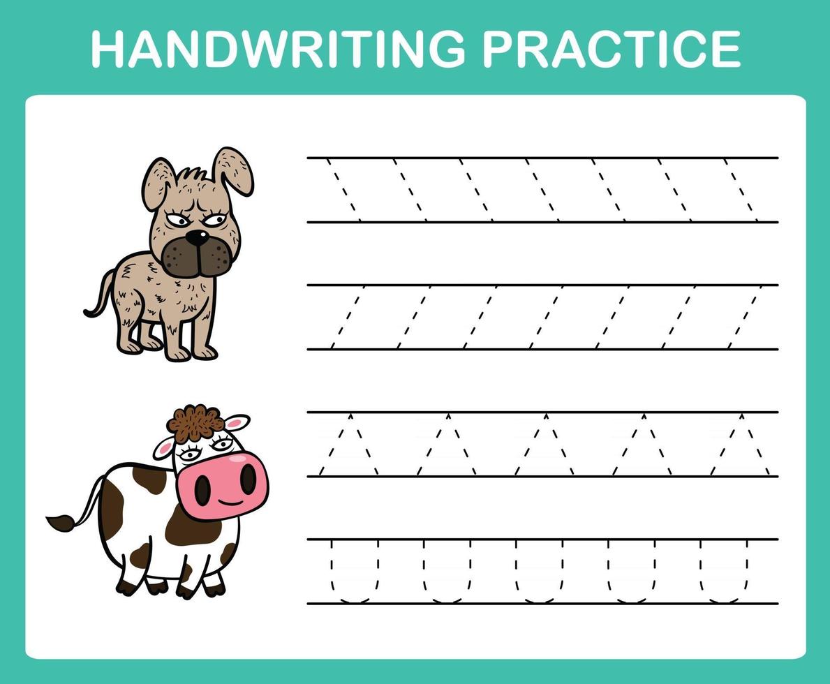 Handwriting practice sheet illustration vector