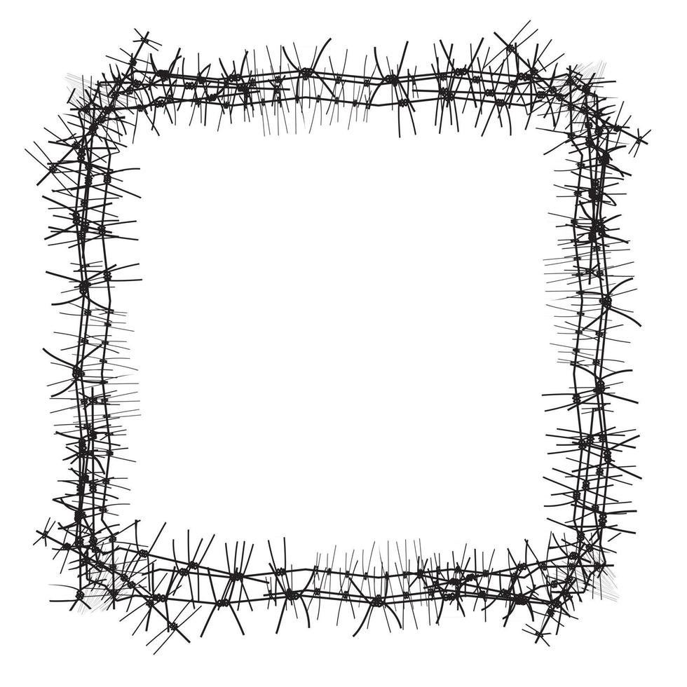 Silhouette of severe obstacle. Barbed wire fencing in the form of frame. Vector Illustration.