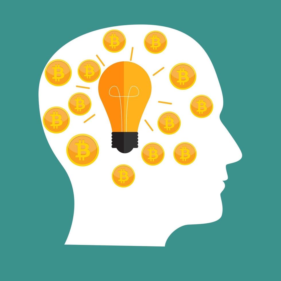Flat modern design concept of bitcoin cryptocurrency technology, mining, e-wallet vector