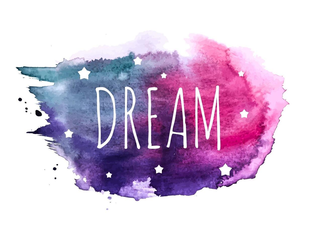 Believe Word with Stars on Hand Drawn Watercolor Brush Paint Background. Vector Illustration