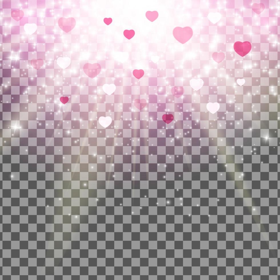 San Valentín amor y sentimientos corazón bokeh fondo brillante con efecto transparente. ilustración vectorial vector