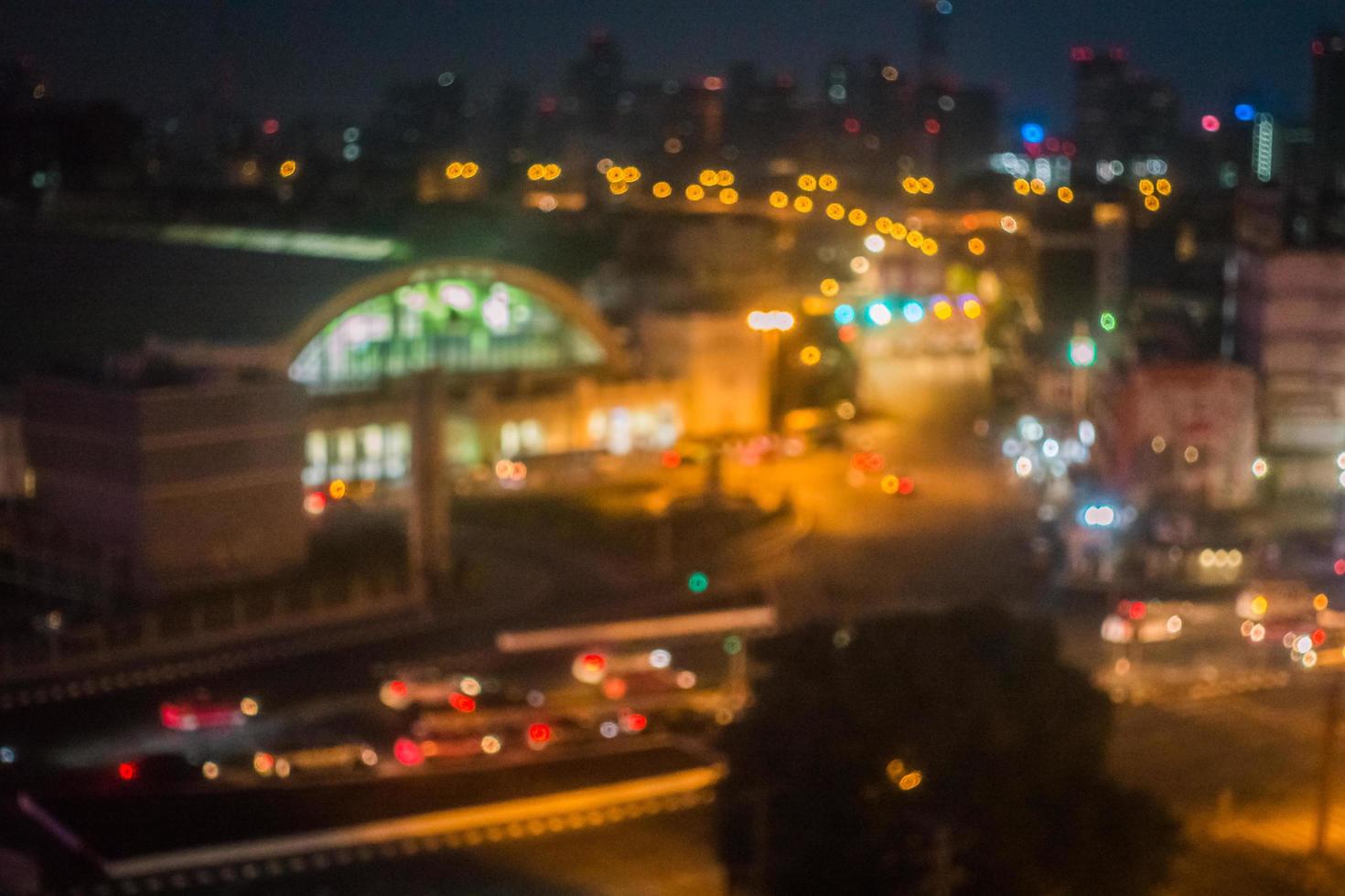 Abstract blur bangkok city skyline photo