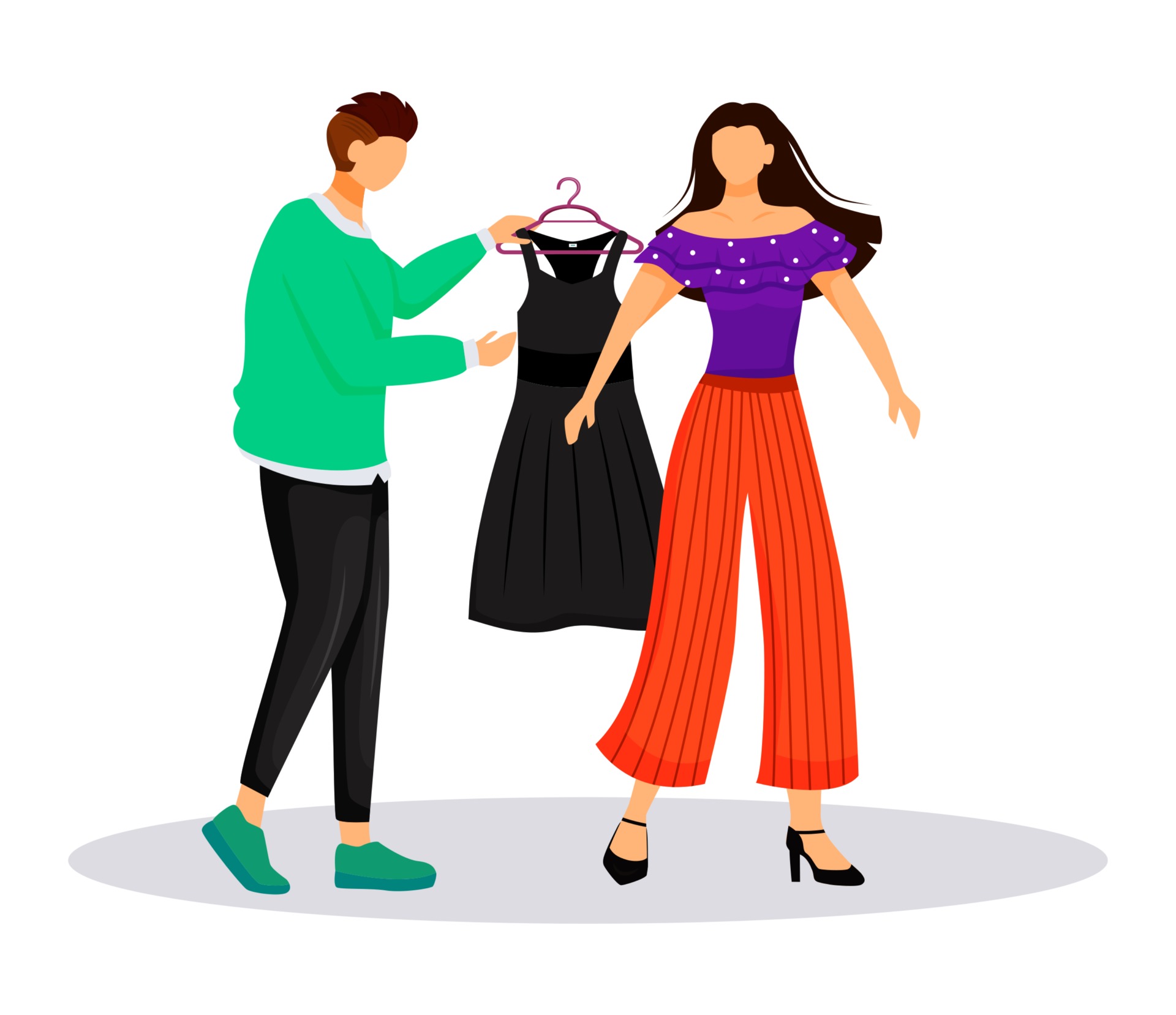 Fashion designer work flat color vector illustration. Dressing up famous  people. Choosing outfit for catwalk. Preparing model for runway isolated  cartoon character on white background 2804438 Vector Art at Vecteezy