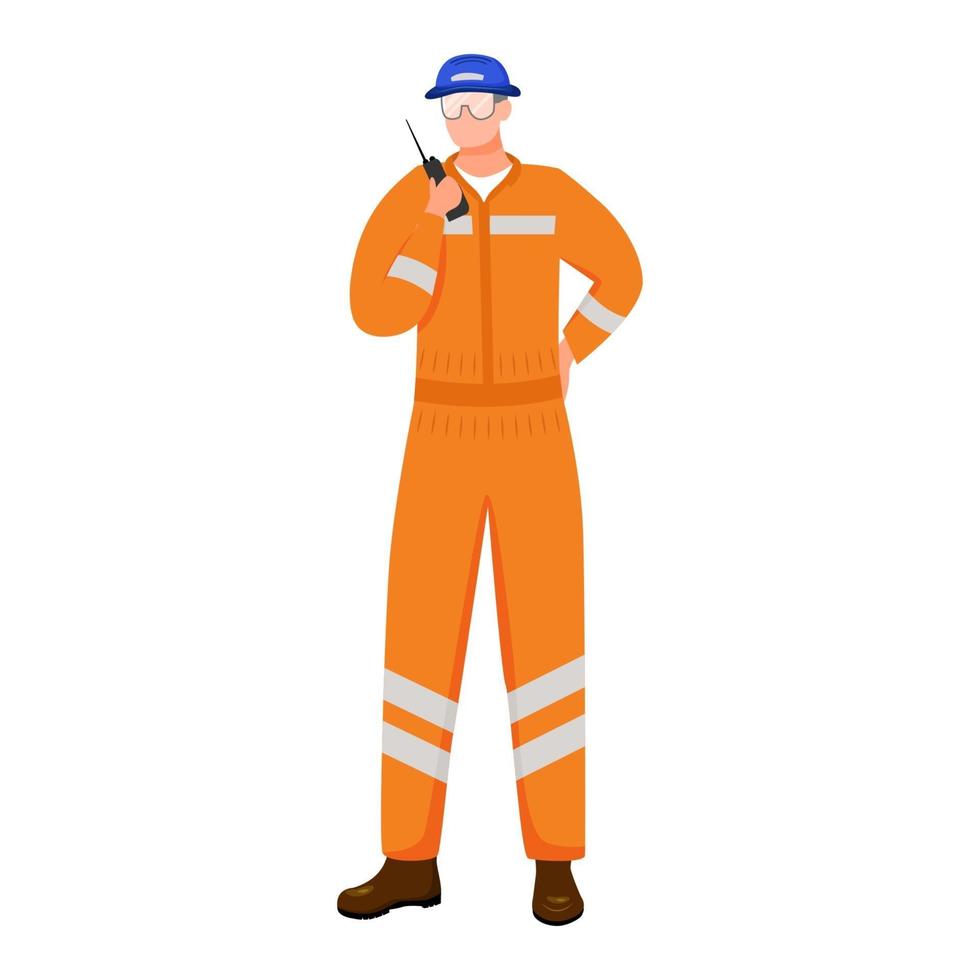 Engineer flat vector illustration. Maritime logistics. Shipping. Marine transportation. Worker isolated cartoon character on white background