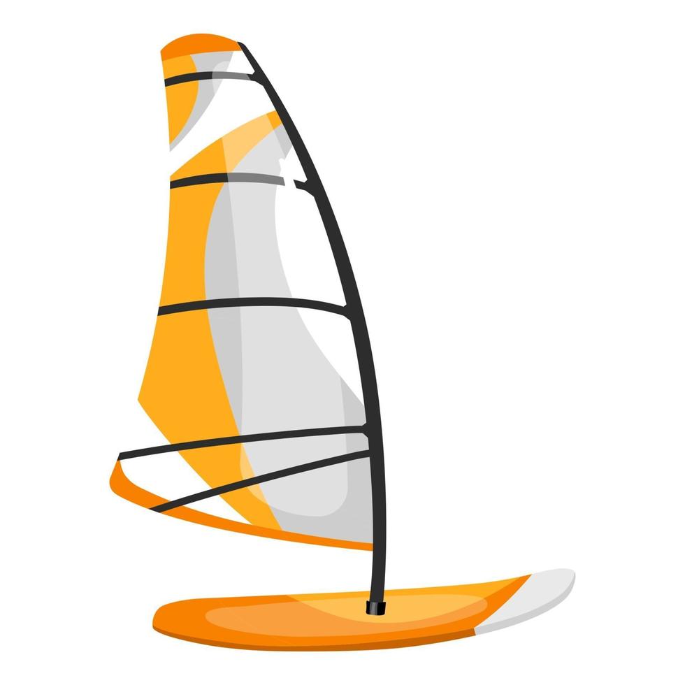 Windsurfing board flat vector illustration. Extreme sports. Outdoor activities equipment. Water transport. Active lifestyle. Surf with kite isolated cartoon clipart on white background