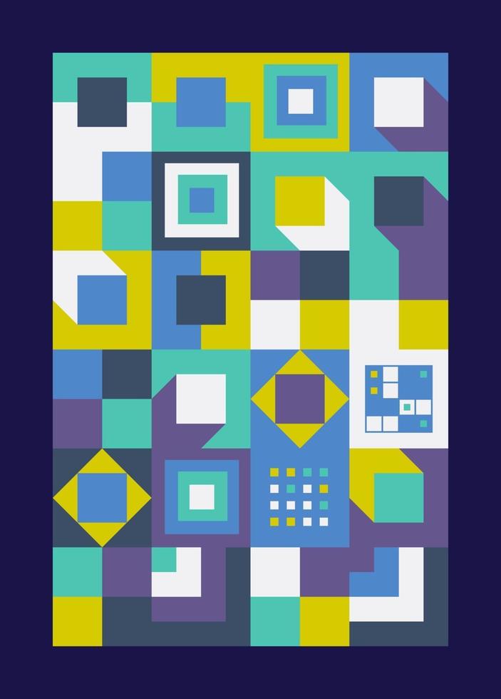 Abstract Bauhaus Geometric Background Illustration, Colorful Mural Geometric Shapes Flat Design vector