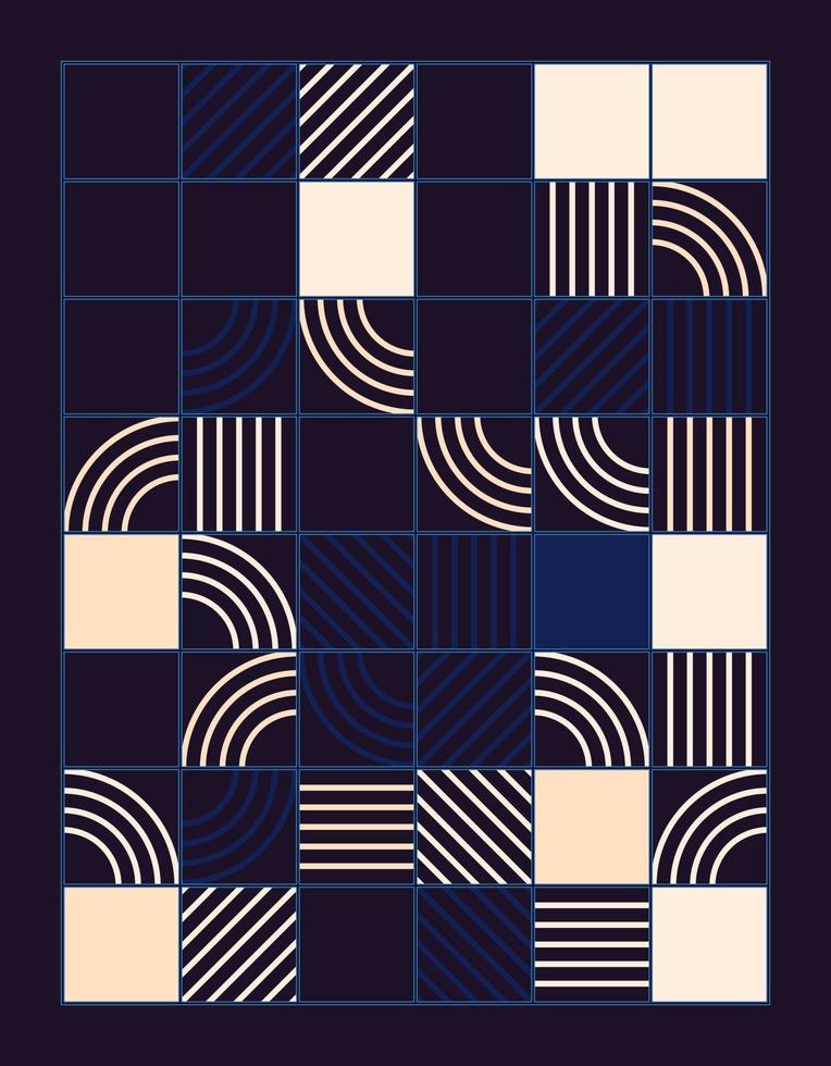 Abstract Bauhaus Geometric Background Illustration, Colorful Mural Geometric Shapes Flat Design vector