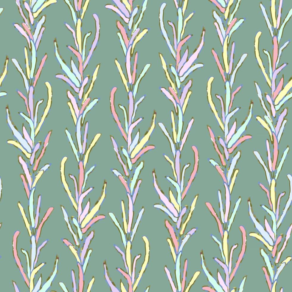 Vector seamless background with colorful watercolor illustration of herbs, plants. Use it for wallpaper, textile print, pattern fills, web page, surface textures, wrapping paper, design of presentation