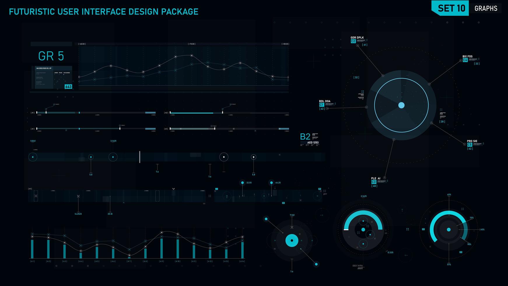 Futuristic user interface design element set 10 vector