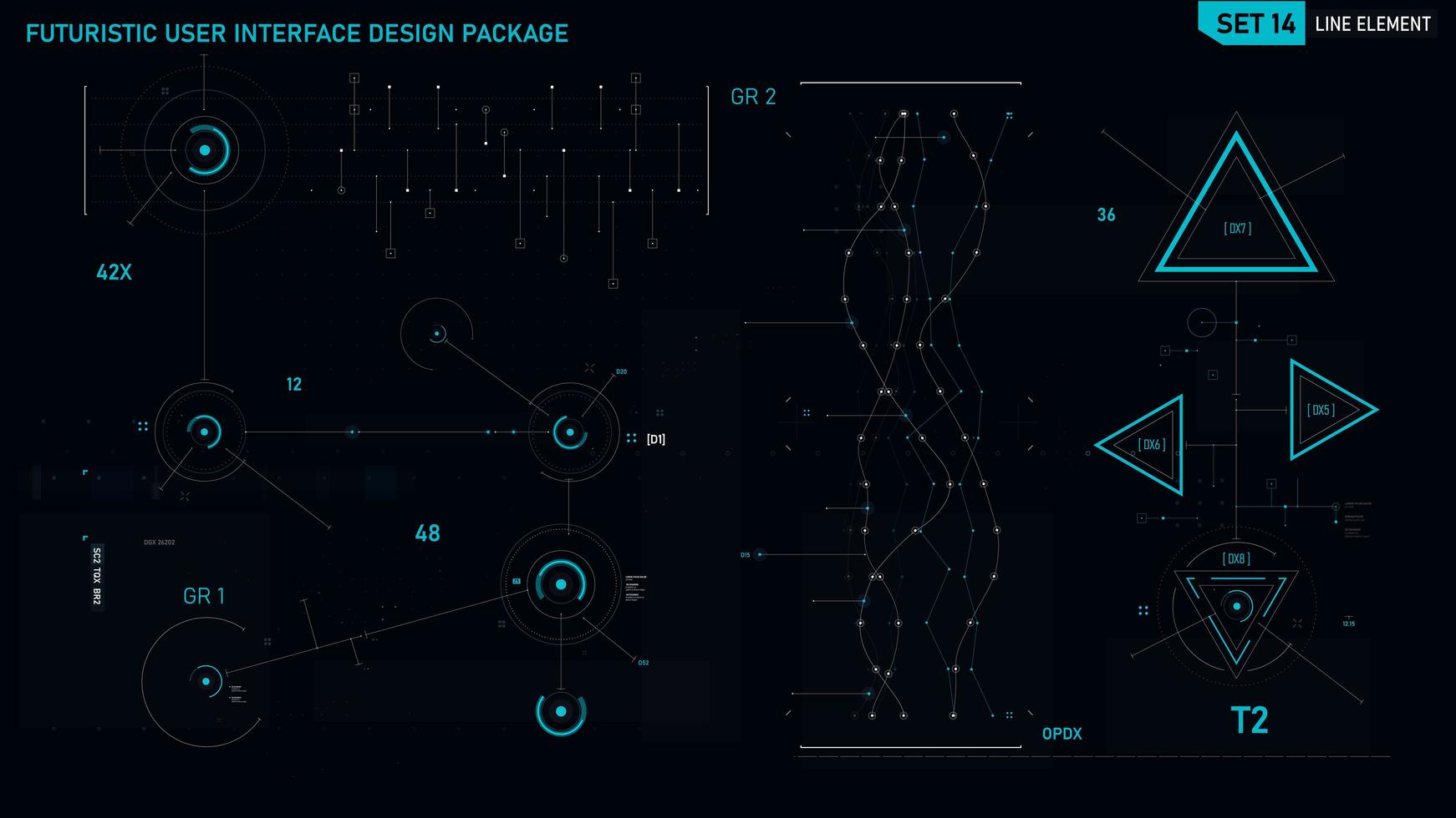 Futuristic user interface design element set 14 vector