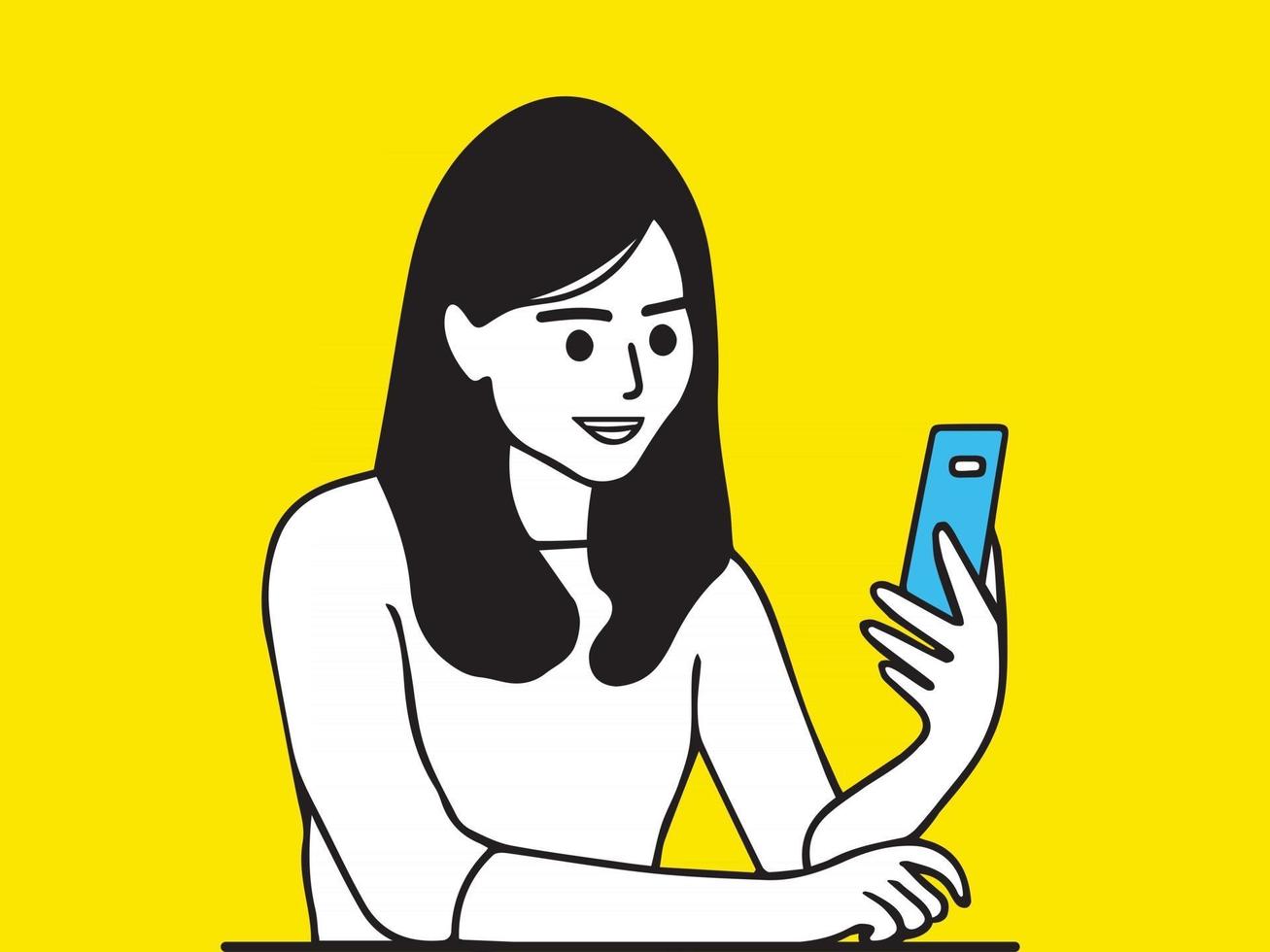 woman making facetime video calling with smartphone. using zoom meeting online app, social distancing, work from home remotely during covid-19 coronavirus lockdown, new normal concept vector design