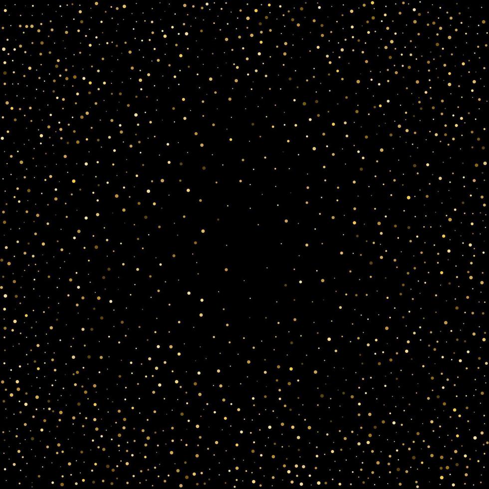 Golden polka dot small confetti on black background vector