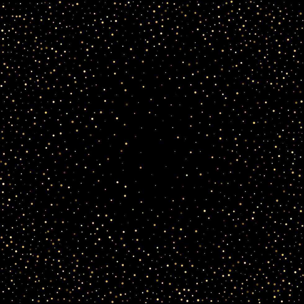 Golden polka dot small confetti on black background vector