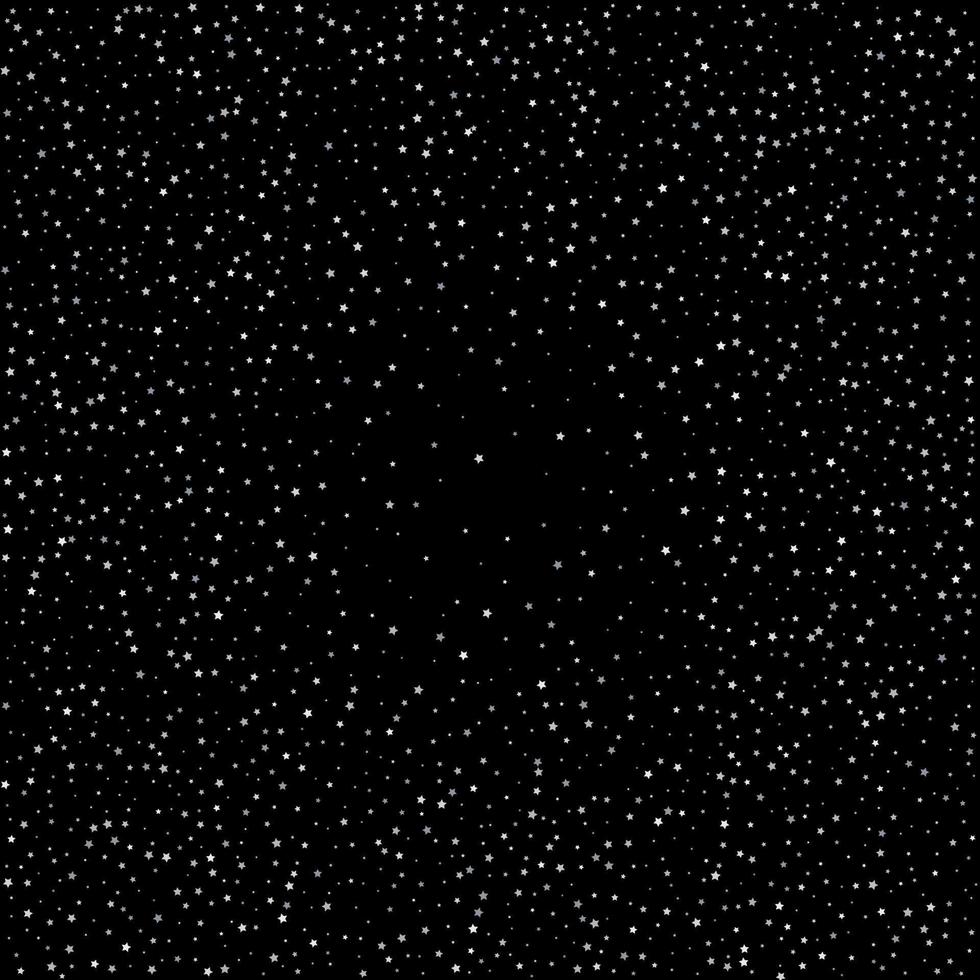 Confeti estrella de plata sobre vector de fondo negro