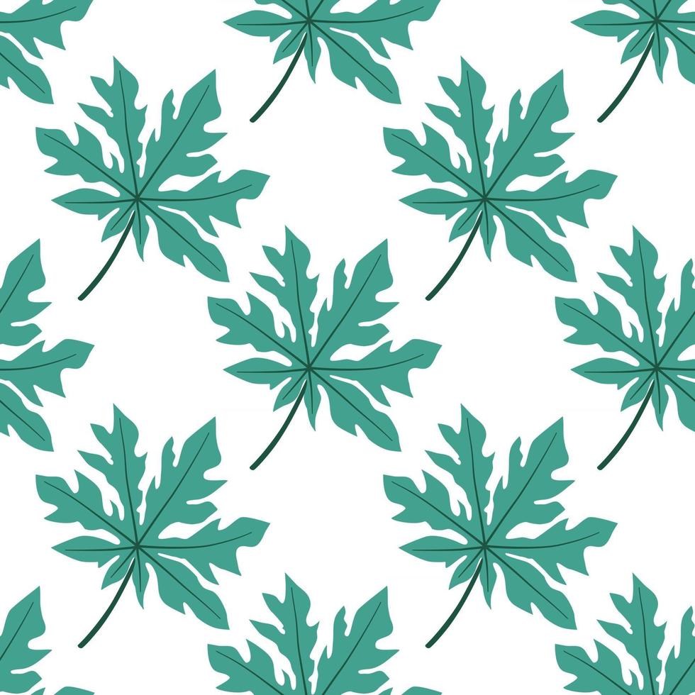 Tropical Papaya Leaves Seamless Pattern vector