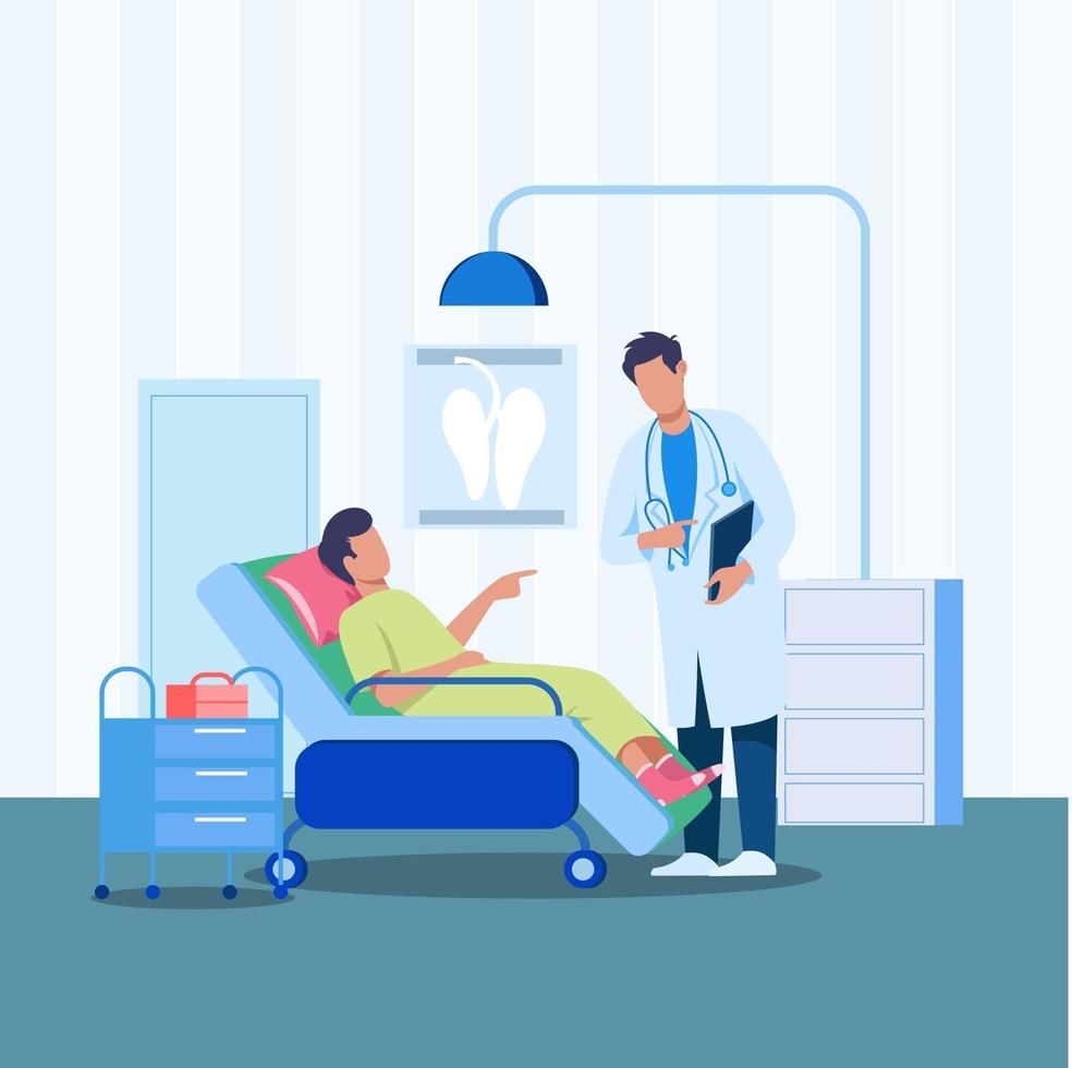 Doctor showing tablet to patient illustration concept vector