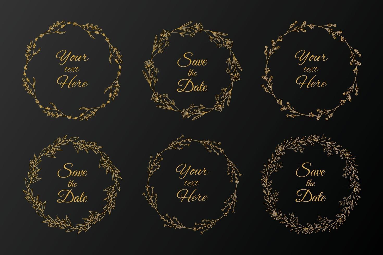 Hand drawn floral frames, wreath set vector