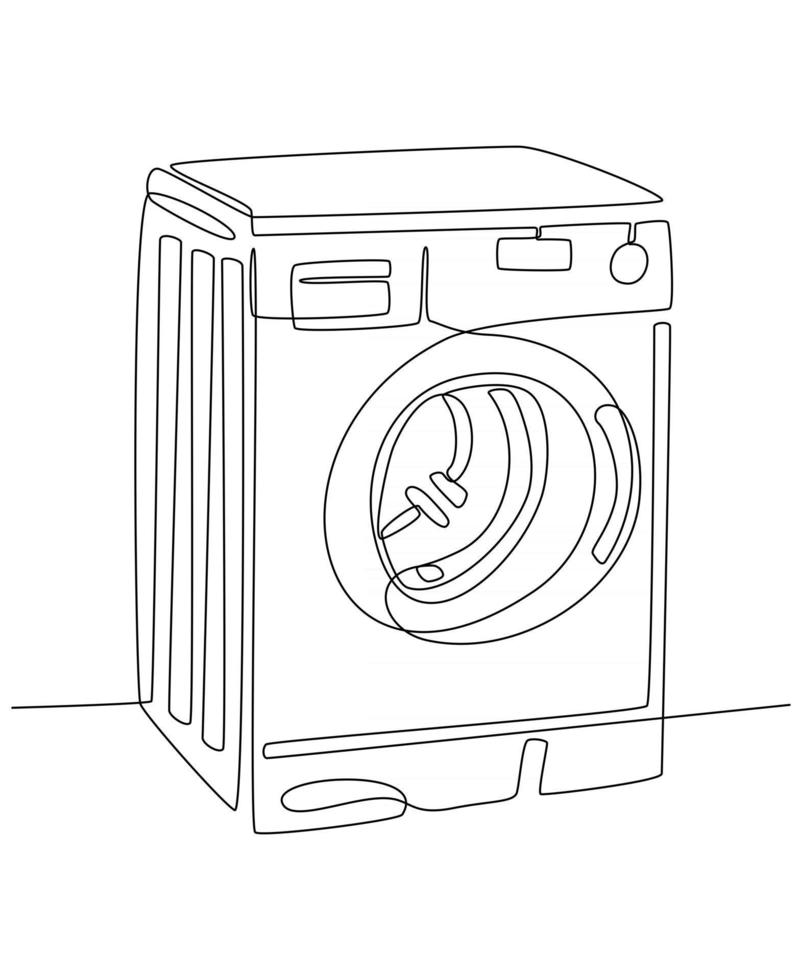 Continuous line washing machine vector illustration