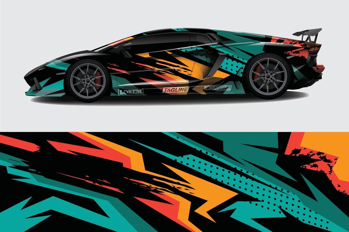 Car wrap graphic racing abstract background for wrap and vinyl sticker vector