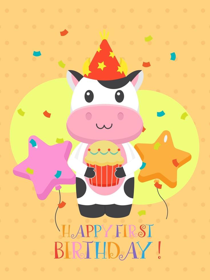 Lovely First Birthday Card Design 2805995 Vector Art at Vecteezy