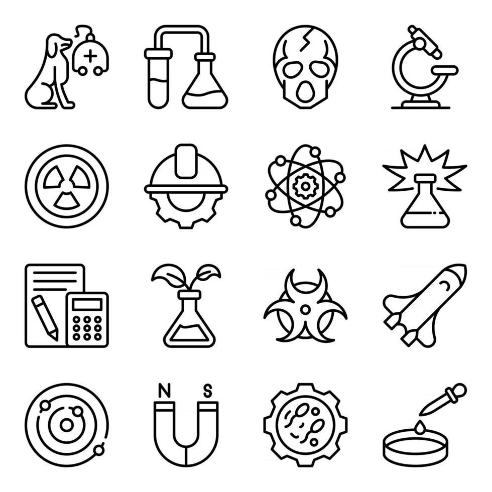 Pack of Science Line Icons vector