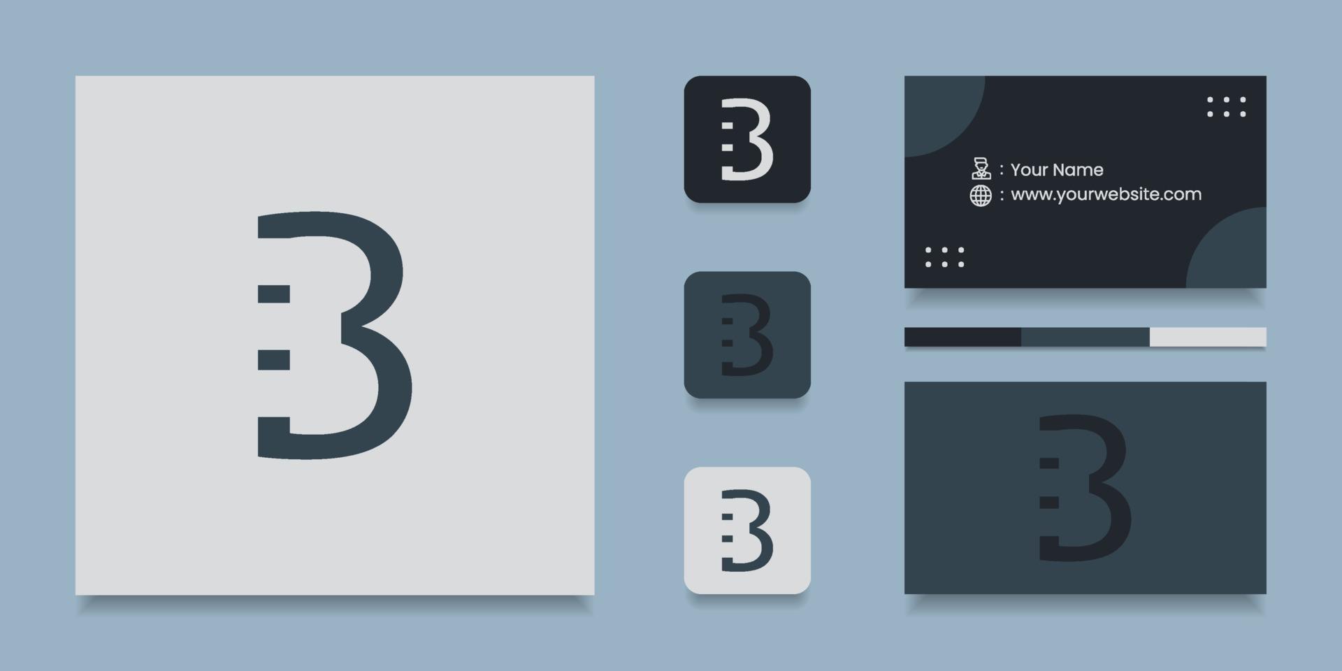 Diseño de logotipo letra b con tarjeta de visita. vector