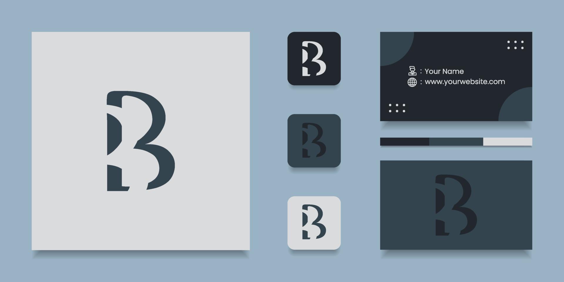 Letter B logo design with business card vector