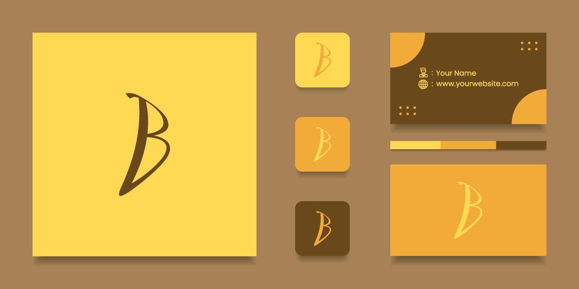 Letter B logo design with business card vector