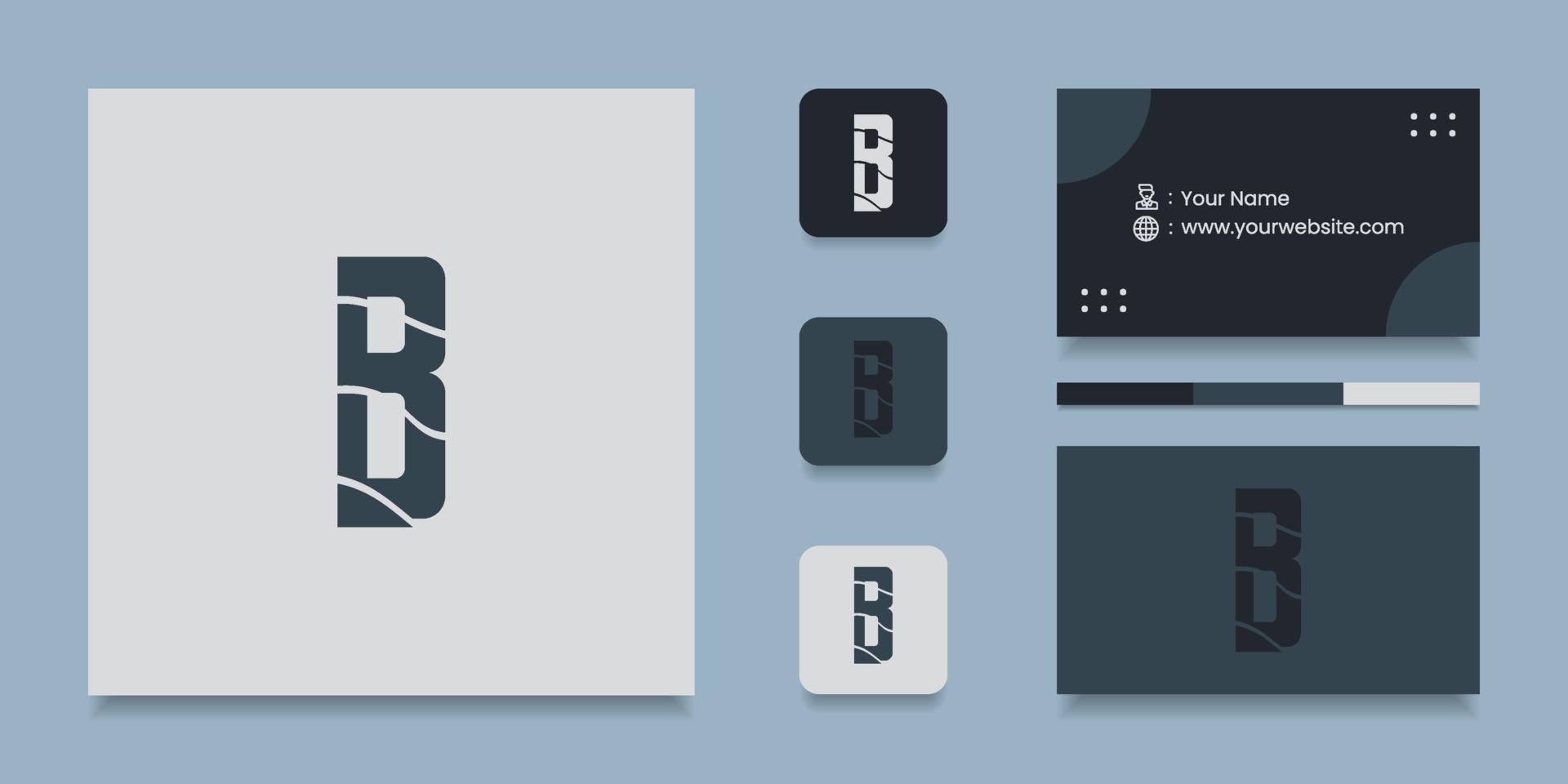 Letter B logo design with business card vector