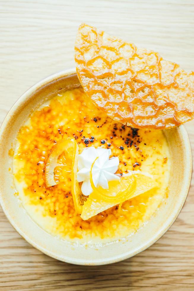 Orange cream catalana dessert photo