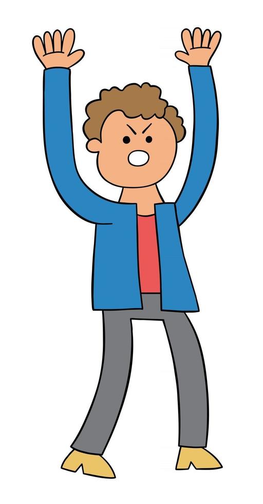 Cartoon Man Angry and Shouting, Vector Illustration