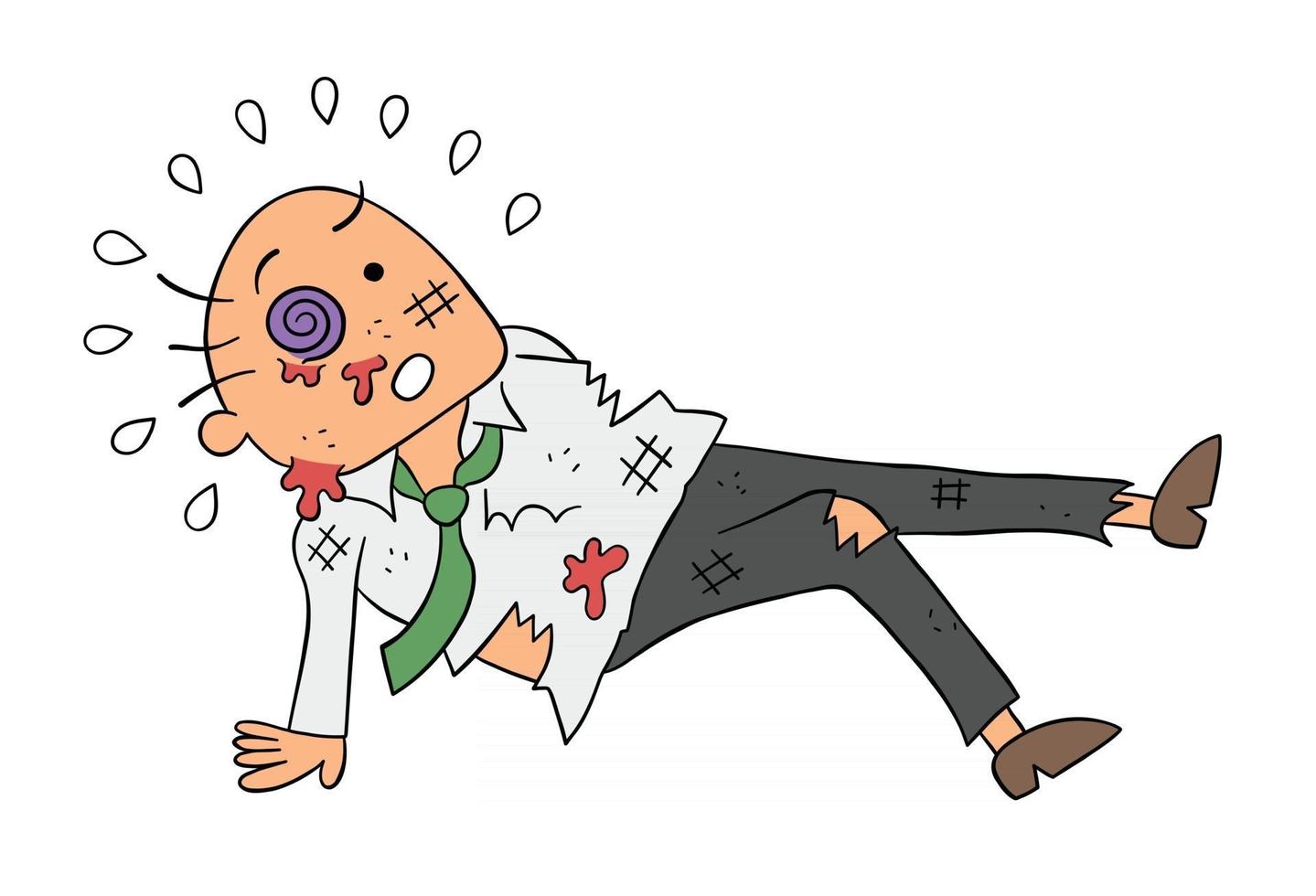 Cartoon Boss Man Beaten Vector Illustration