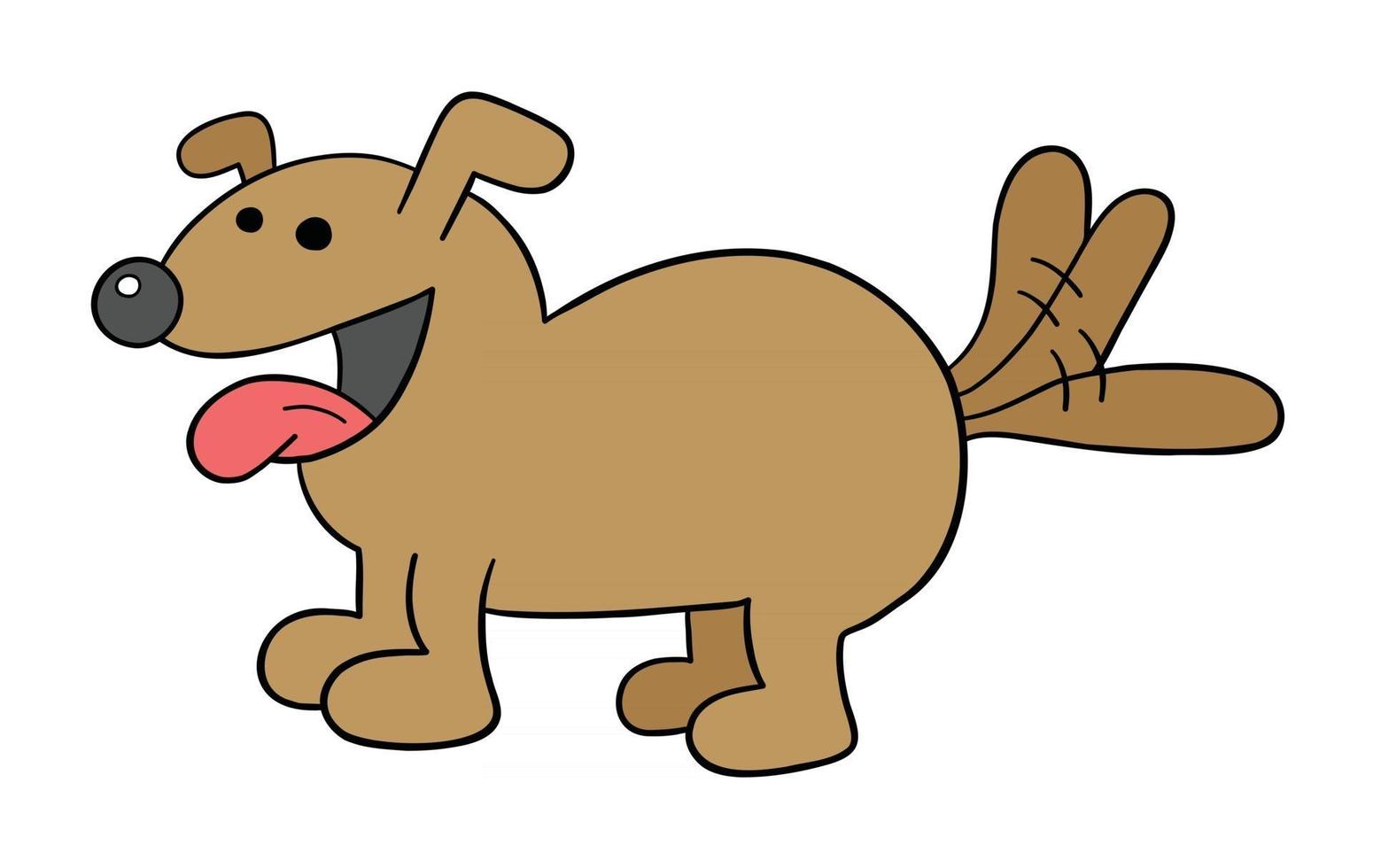 perro de dibujos animados es feliz y meneando su cola ilustración vectorial vector