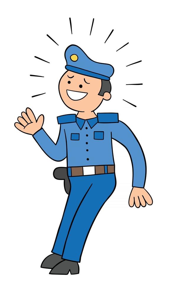 policía de dibujos animados asustado ilustración vectorial vector