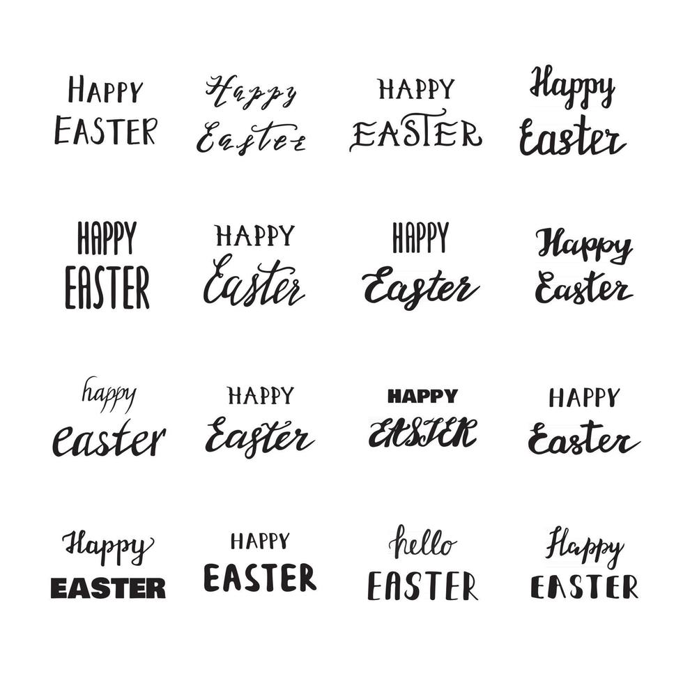 Easter hand drawn calligraphy set vector